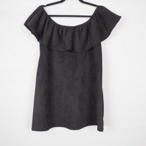 Karlie Faux Suede Off Shoulder Dress Black S